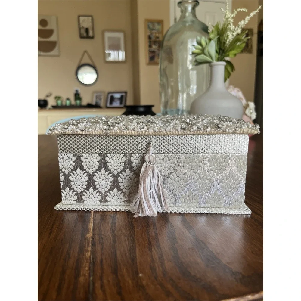 Trinket Box With Rhinestones And Pearls